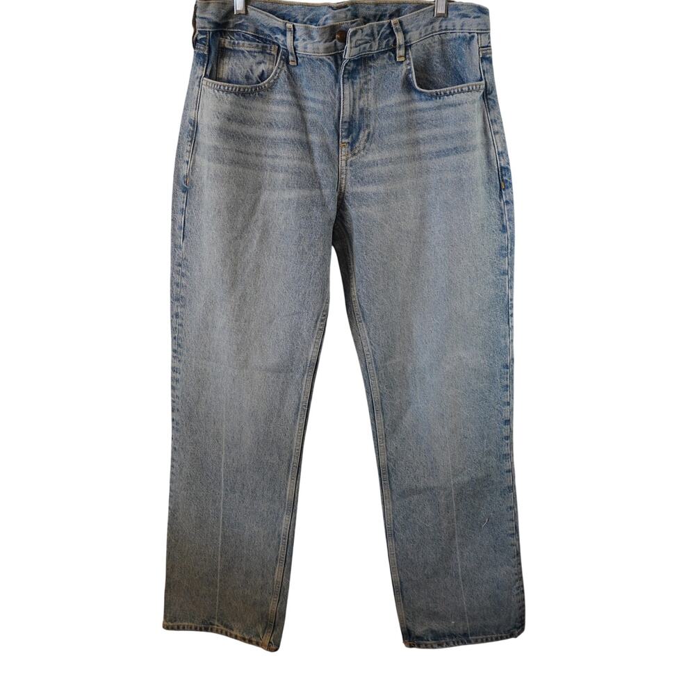 Zara Mens Sample Straight Leg Jeans Light Wash Rigid Denim 34 Unisex